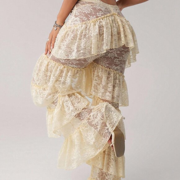 Beige Sexy Women's Y2k V-Front Low Waist Long Pants - Picture 2 of 6